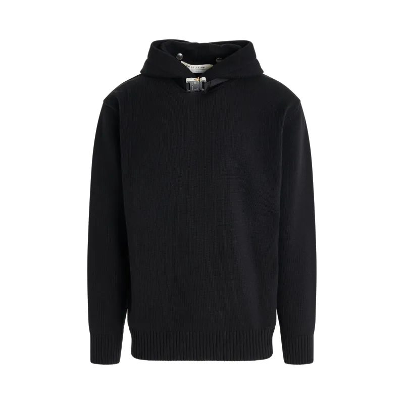 Buckle Knitted Hoodie in Black sold by MARAIS