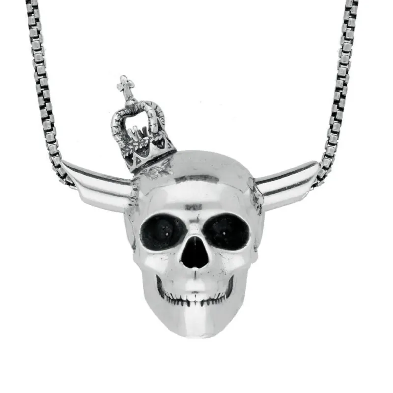 Sterling Silver Skull Horns Crown Necklace sold by C.W. Sellors
