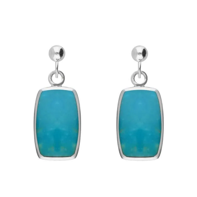 Sterling Silver Turquoise Petite Barrel Drop Earrings sold by C.W. Sellors