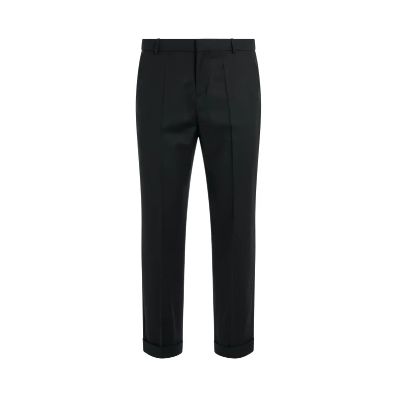 Straight Tailored Wool Pants in Black sold by MARAIS