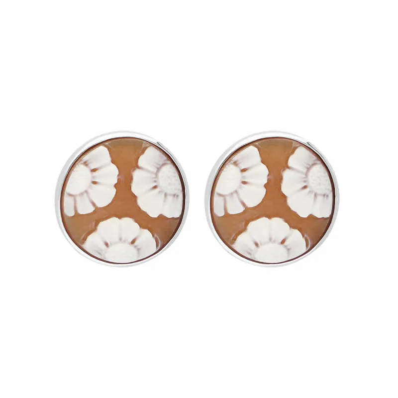 Sterling Silver Cameo Round Three Flower Stud Earrings D sold by C.W. Sellors