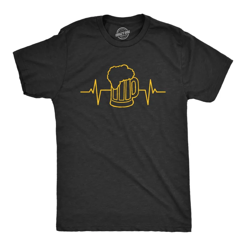 Beer Heart Beat Men's T Shirt sold by Crazy Dog T-Shirts