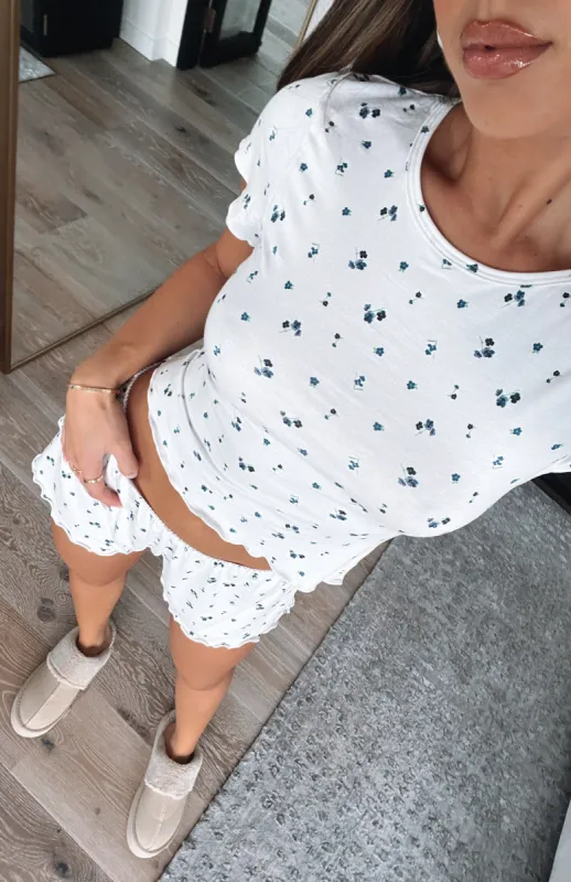 Dreamy Pyjama Top Ditsy Blues sold by White Fox Boutique
