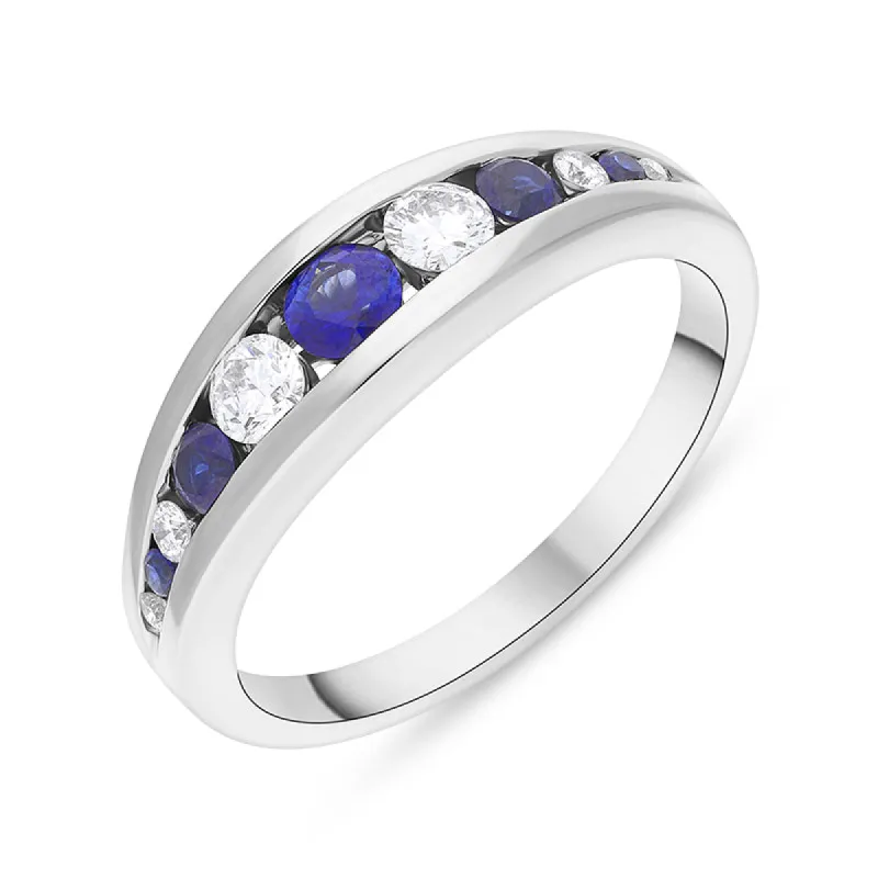 18ct White Gold 0.57ct Diamond Sapphire Graduated Eternity Ring sold by C.W. Sellors