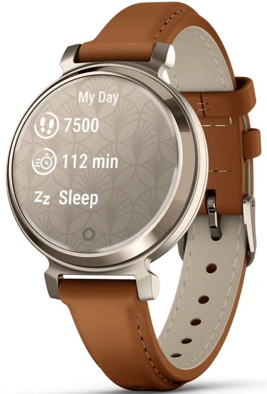 Garmin Lily 2 Classic Cream Gold & Tan Leather Watch sold by C.W. Sellors