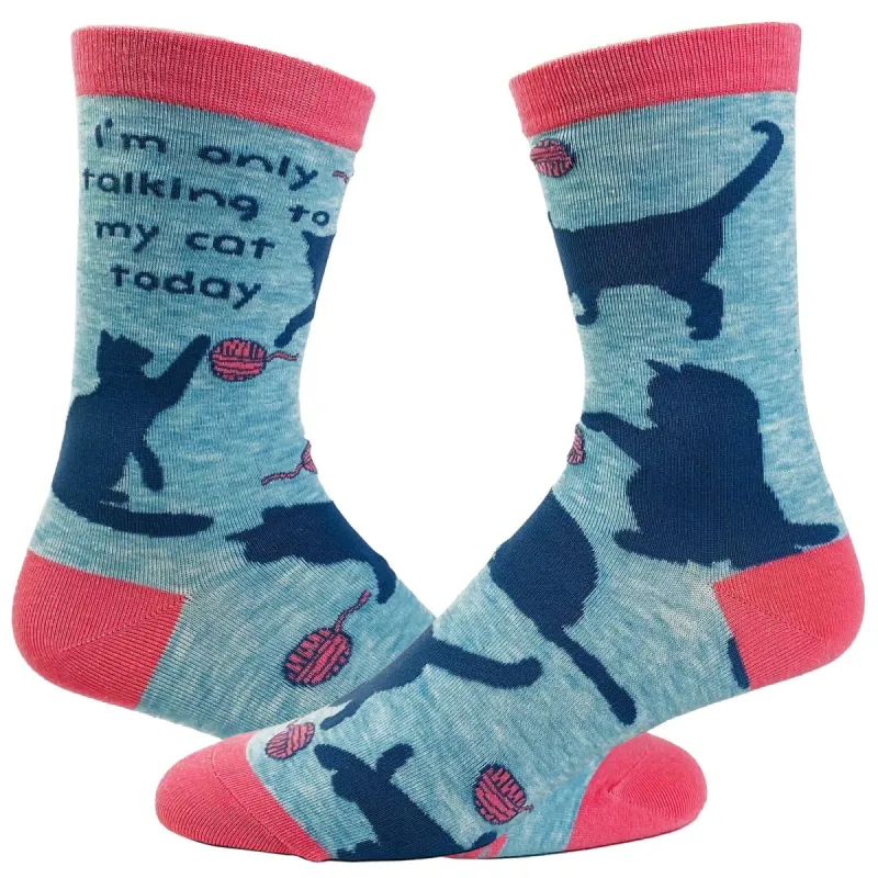 Women's I'm Only Talking To My Cat Today Socks sold by Crazy Dog T-Shirts