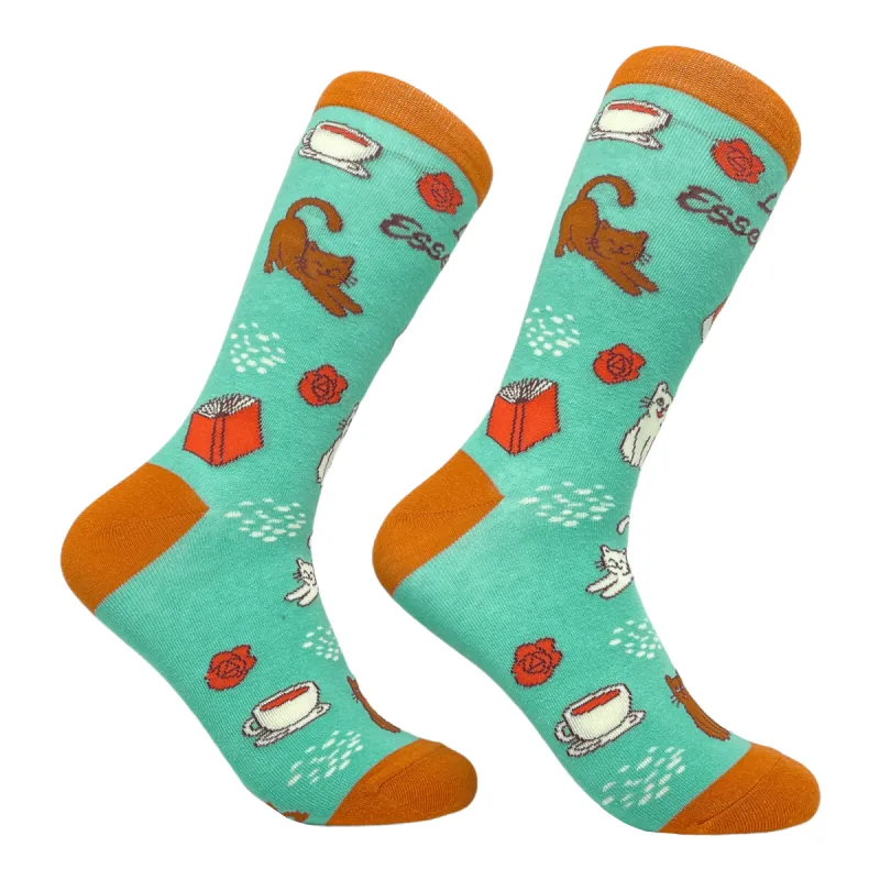 Womens Cats Coffee Books Life Essentials Socks sold by Crazy Dog T-Shirts
