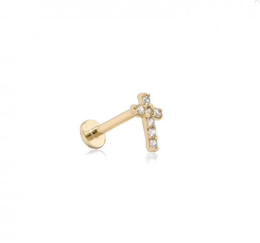 Cross flat back stud sold by Raquel Rosalie