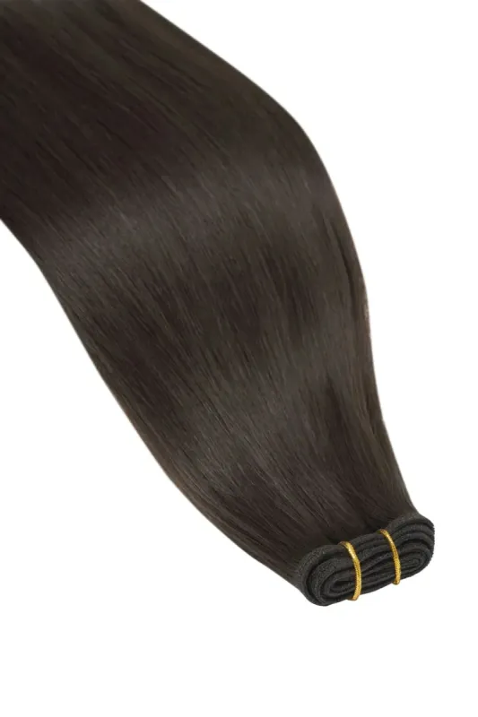 Darkest Brown (#2) Remy Royale Flat Weft Hair Extensions sold by Cliphair