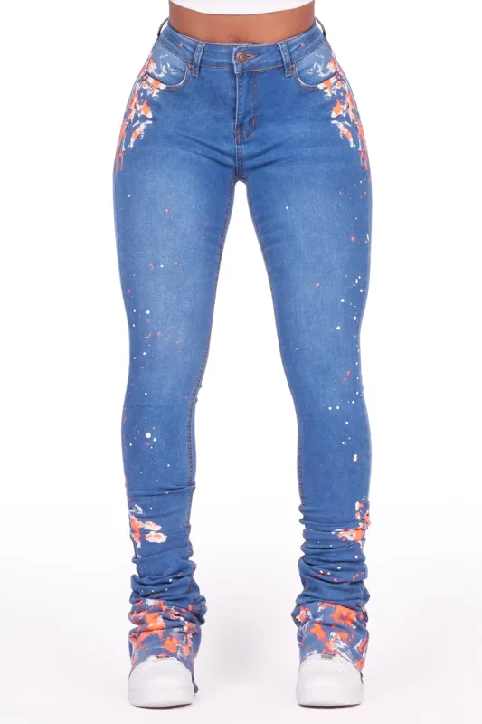 Khalia Med. Wash Painted Super Stacked Jean sold by Rockstar Original