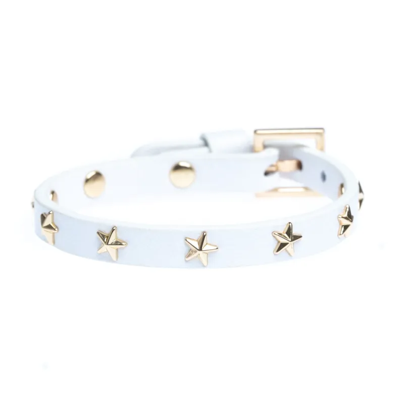 LEATHER STAR STUD BRACELET MINI WHITE sold by DARK Department