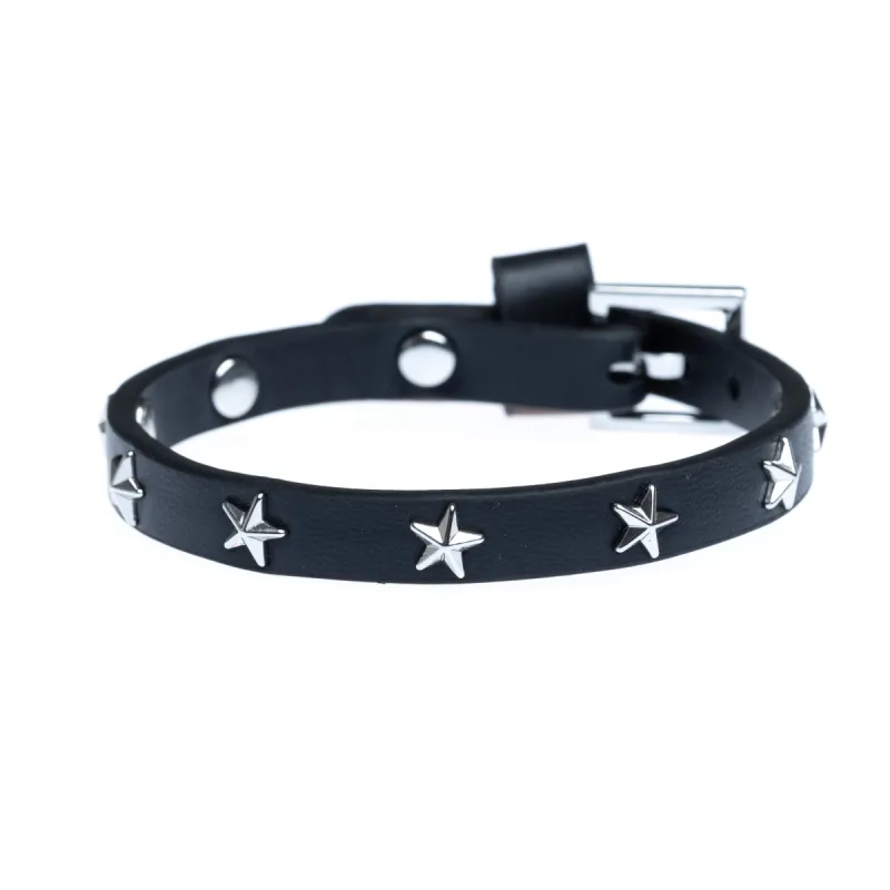 LEATHER STAR STUD BRACELET MINI BLACK W/SILVER sold by DARK Department