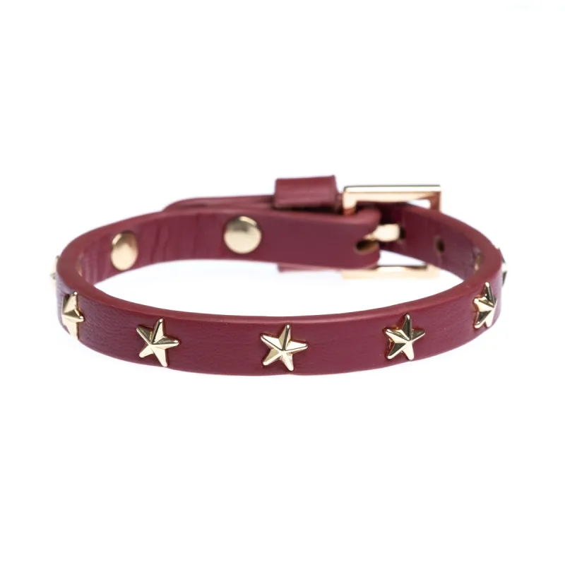 LEATHER STAR STUD BRACELET MINI OX RED sold by DARK Department