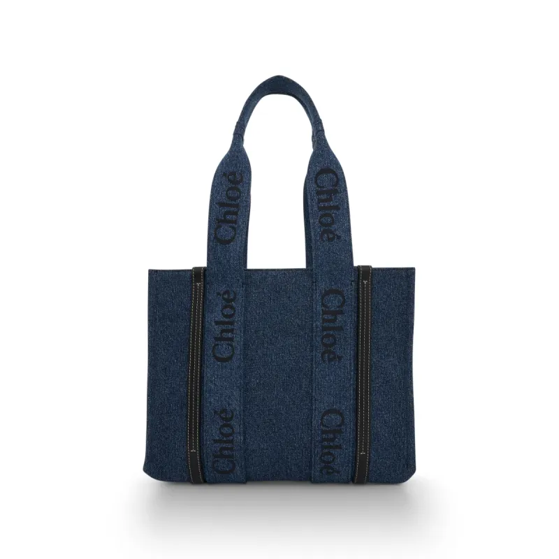 Medium Woody Tote Bag in Denim sold by MARAIS
