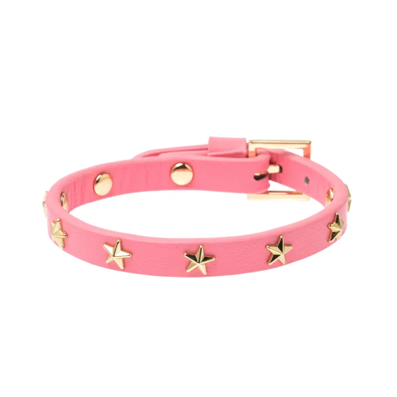 LEATHER STAR STUD BRACELET GERANIUM PINK sold by DARK Department