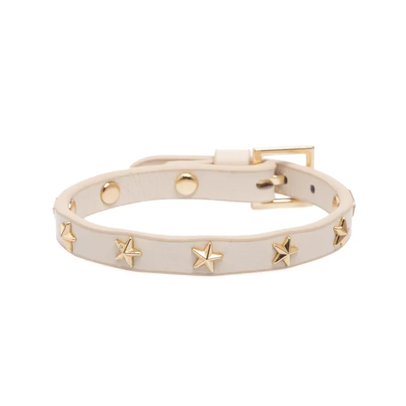 LEATHER STAR STUD BRACELET VANILLA sold by DARK Department