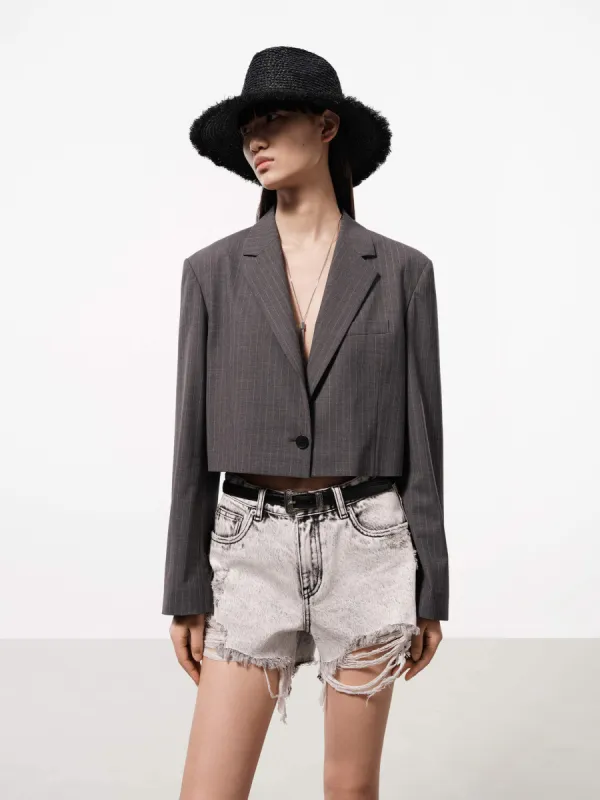 Cropped Wool Blend Blazer sold by Mo&Co
