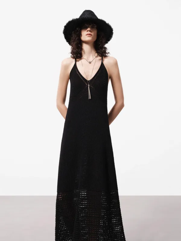 Linen Blend Crochet Dress sold by Mo&Co