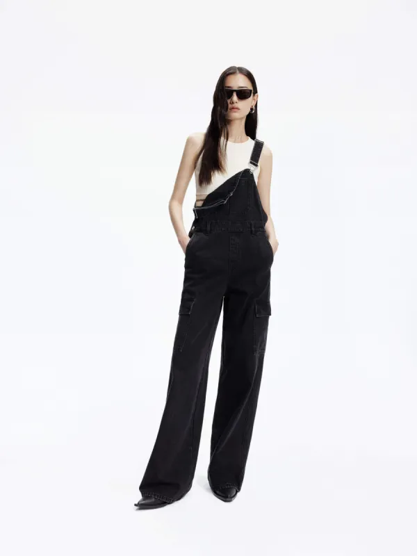 Straight Leg Denim overalls sold by Mo&Co