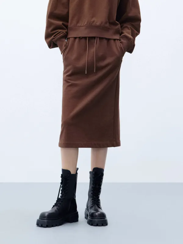 Drawstring Back Slit Skirt sold by Mo&Co