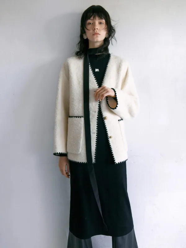 Wool Blend Boucle Knit Cardigan sold by Mo&Co