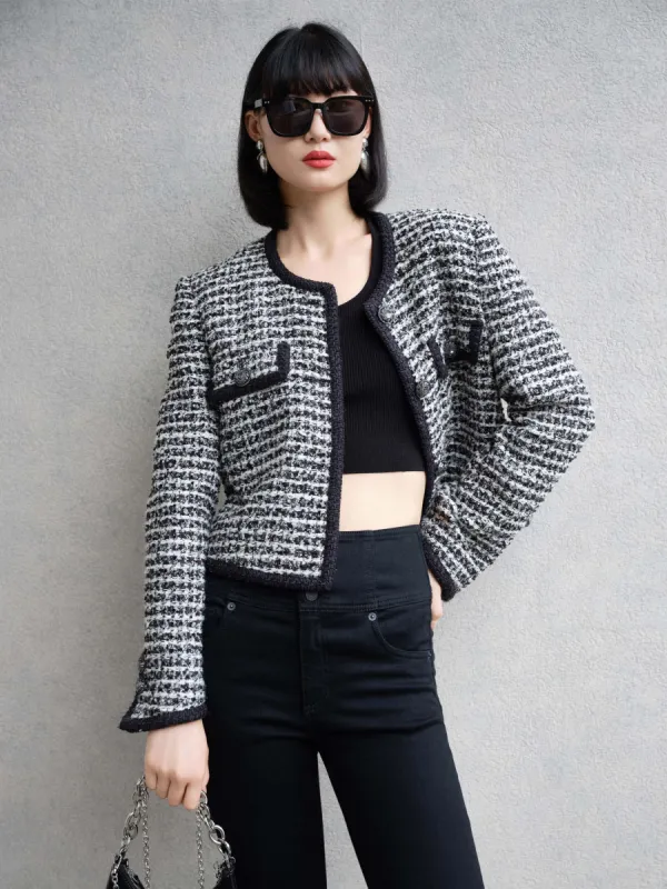 Wool Blend Tweed Crop Jacket sold by Mo&Co