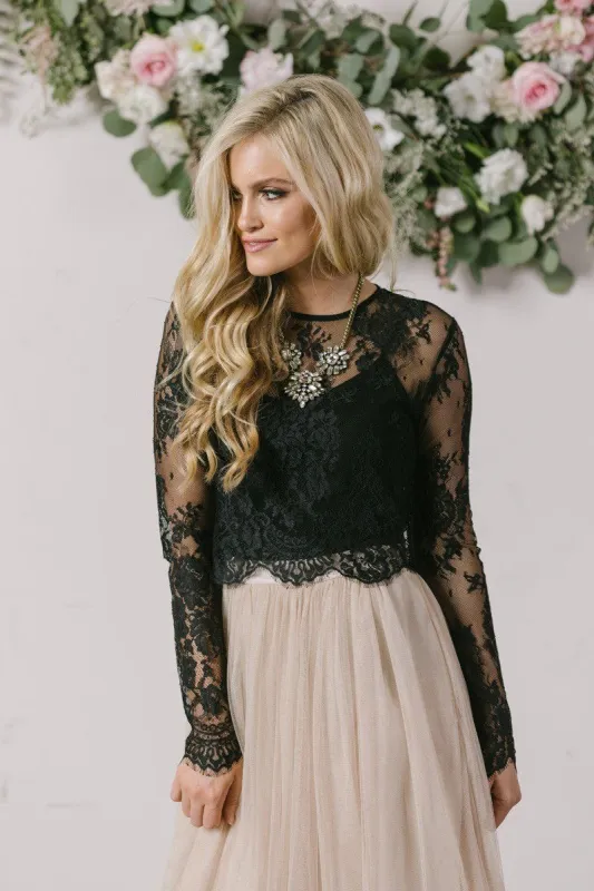 Amelie Long Sleeve Lace Crop Top | Parallel