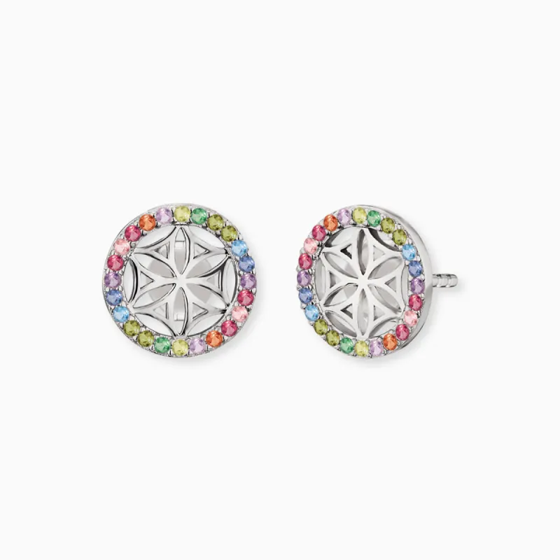 Ohrstecker 925er Silber Lebensblume mit Zirkonia Multicolor sold by Engelsrufer