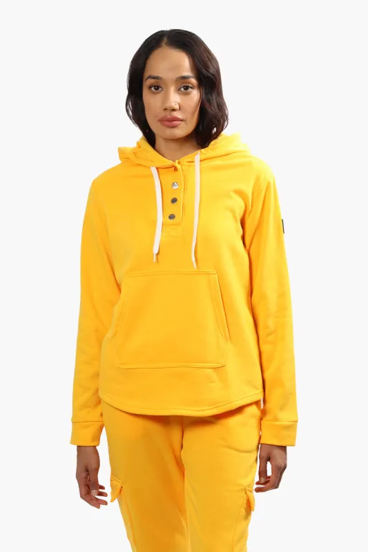 Fahrenheit Fleece Henley Hoodie - Yellow sold by Fairweather