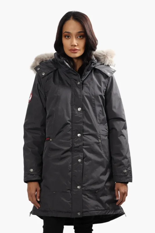 Canada Weather Gear Vegan Fur Hood Parka Jacket - Grey sold by Fairweather