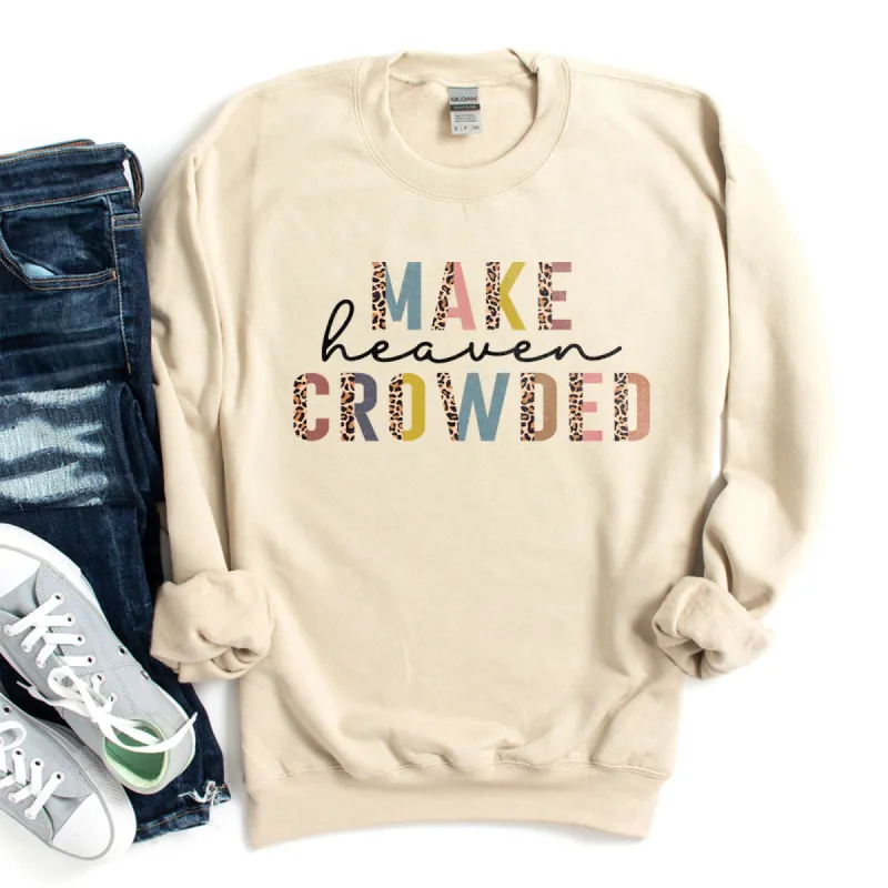 Make Heaven Crowded Half Leopard Sweatshirt sold by Faithful and Co.