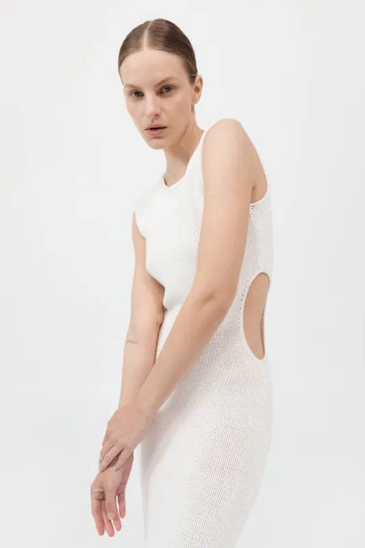 Linen Silk Blend Cut Out Dress - Salt sold by St. Agni