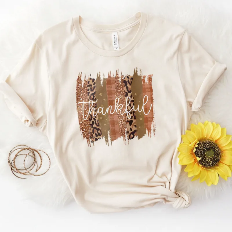 Leopard & Glitter Thankful Tee sold by Faithful and Co.