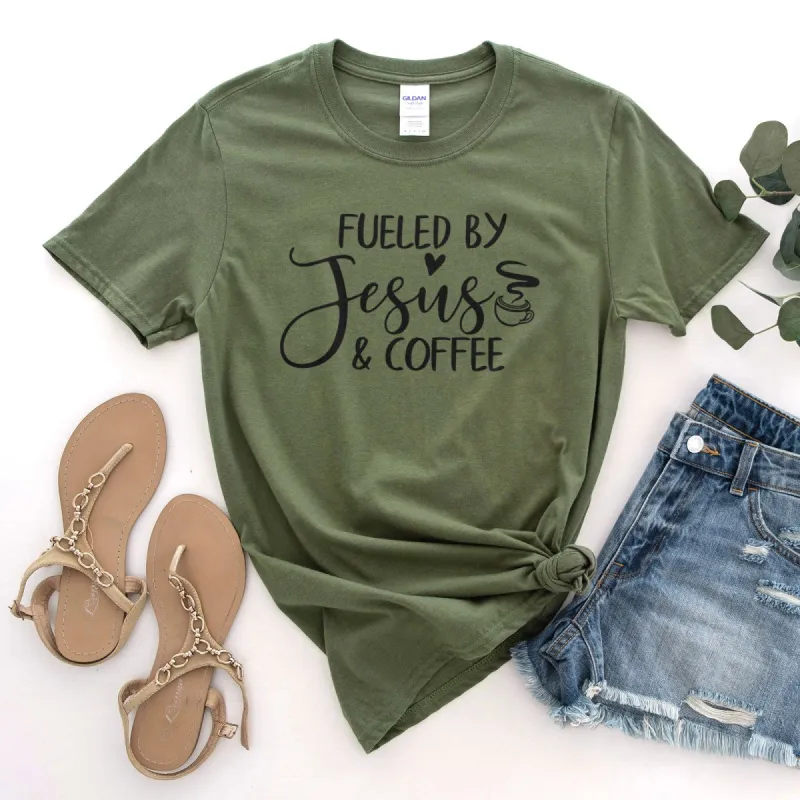 Fueled By Jesus And Coffee Tee sold by Faithful and Co.