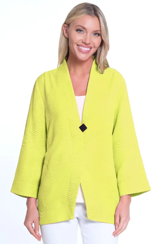 Textured Single Button Front Jacket - Women's - Citron sold by Ail Miles Clothing