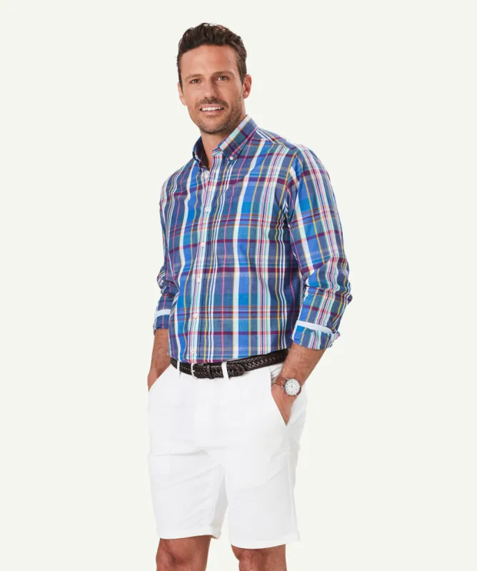 Casual Slub Multi Check Long Sleeve Shirt - Multi Check sold by GAZMAN
