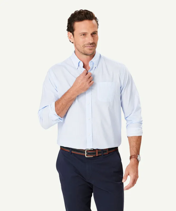 Casual Geo Print Long Sleeve Shirt - Pale Blue sold by GAZMAN