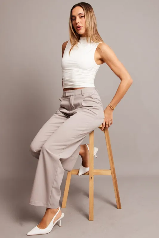 Brown Wide Leg Pants Mid Rise sold by Ally Fashion