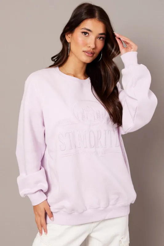 Purple Graphic Sweater Long Sleeve sold by Ally Fashion