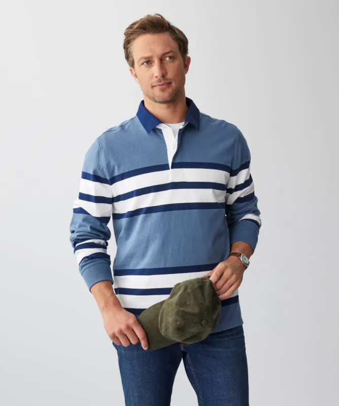 Multi Stripe Rugby Jumper - Slate sold by GAZMAN