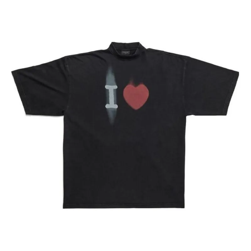 Balenciaga I Love T-shirt Large Fit 'Black' 744439TOVH39034 sold by KicksCrew