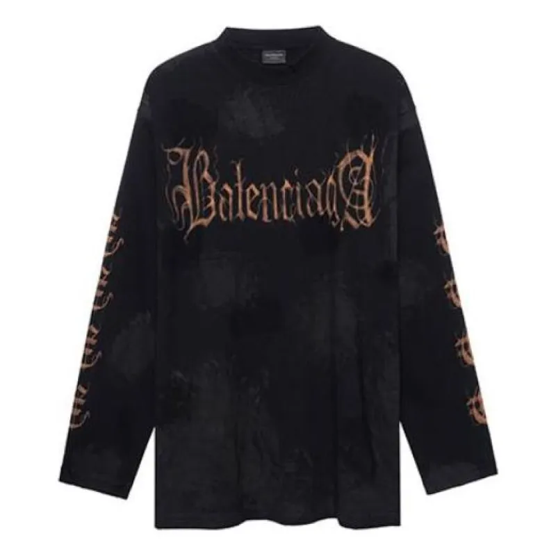 Balenciaga Heavy Metal Long Sleeve T-Shirt Oversized Fit 'Black Faded' 739783TOVE11055 sold by KicksCrew