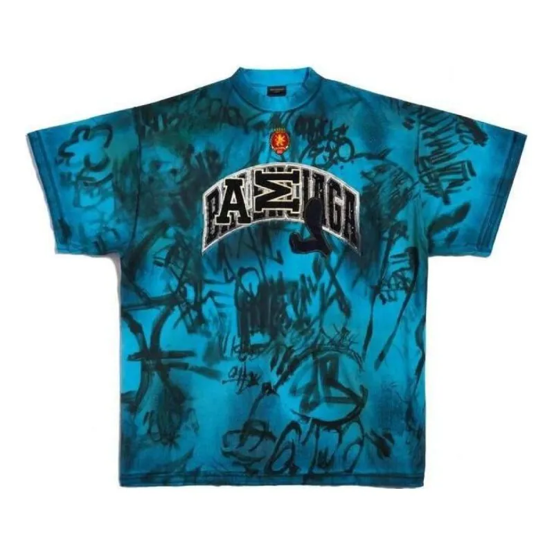 Balenciaga Skater Graffiti T-Shirt 'Blue Sky' 739028TOVA74900 sold by KicksCrew