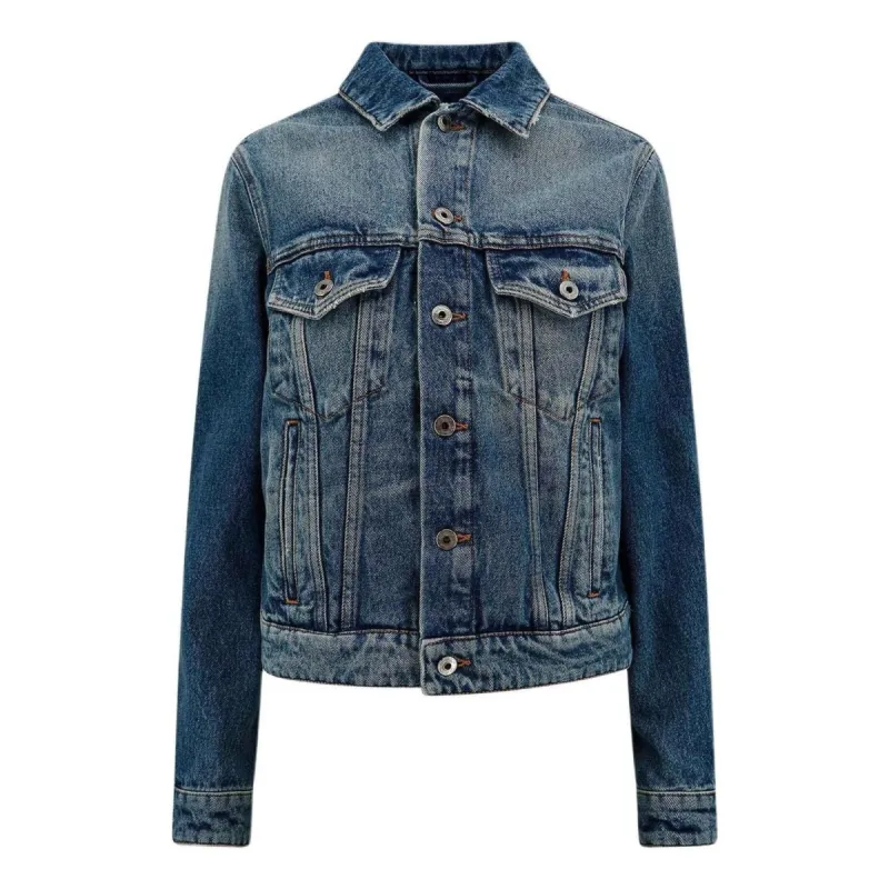 (WMNS) Off-White Strap Detail Denim Jacket 'Blue' OWYE012C99DEN0064500 sold by KicksCrew