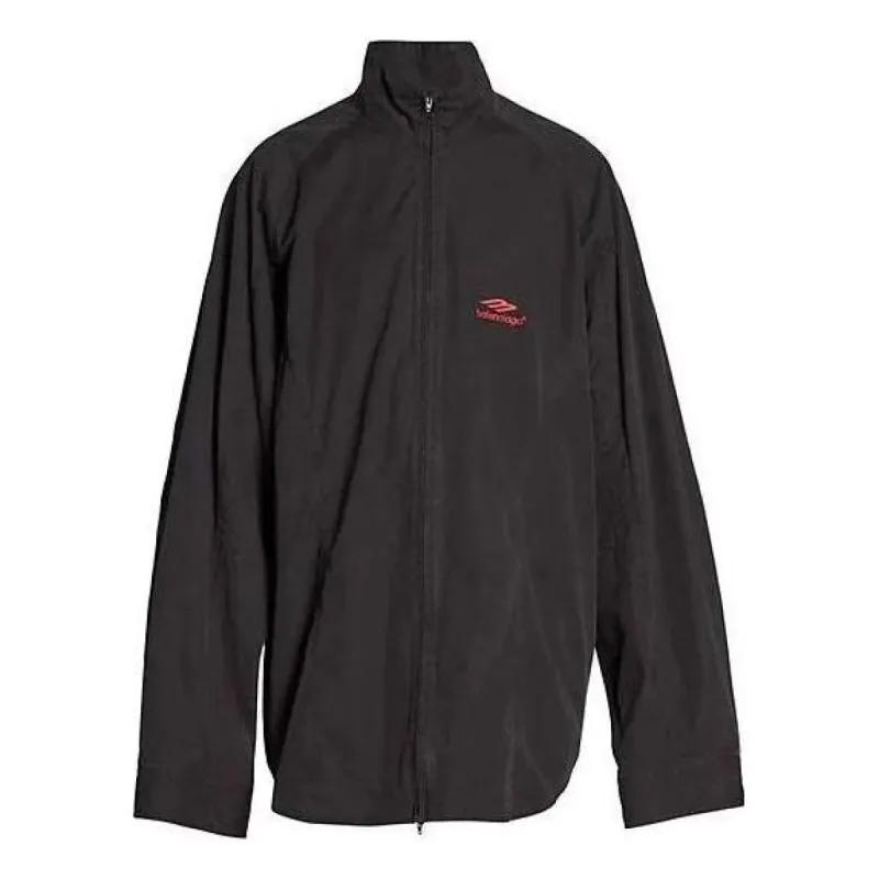 Balenciaga 3B Sports Icon Zip-Up Tracksuit Shirt 'Black Red' 720158TKO481000 sold by KicksCrew