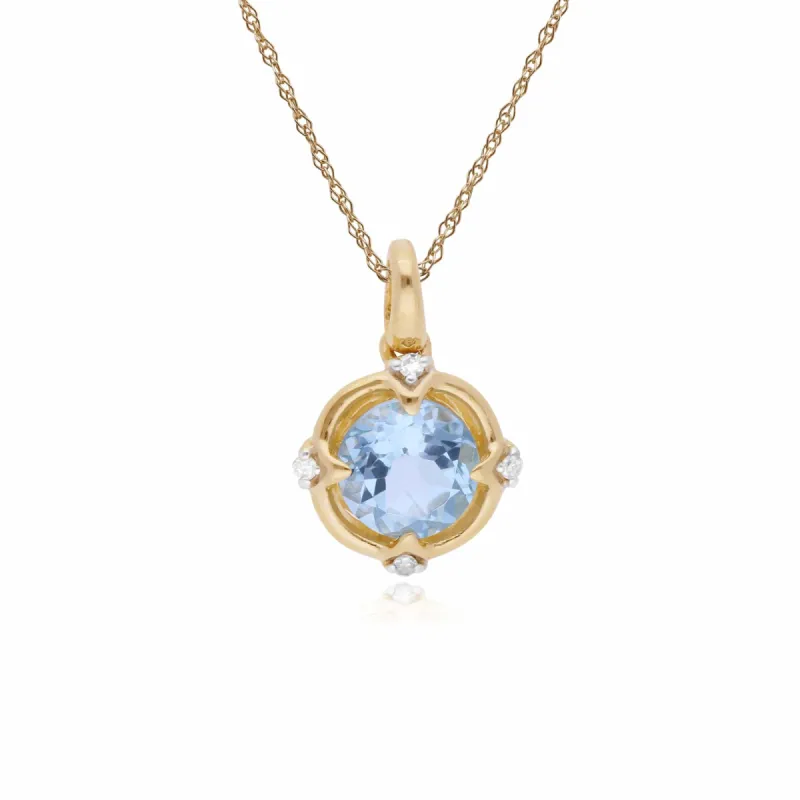 Gemondo 9ct Yellow Gold Halo Topaz & Diamond Round Cut Pendant on 45cm Chain sold by Gemondo Jewellery