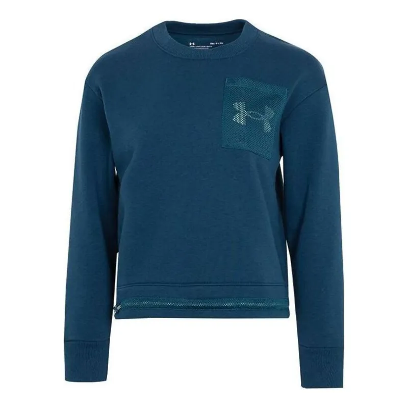 (WMNS) Under Armour Rival Fleece Mesh Crew Sweatshirt 'Blue' 1365847-413 sold by KicksCrew