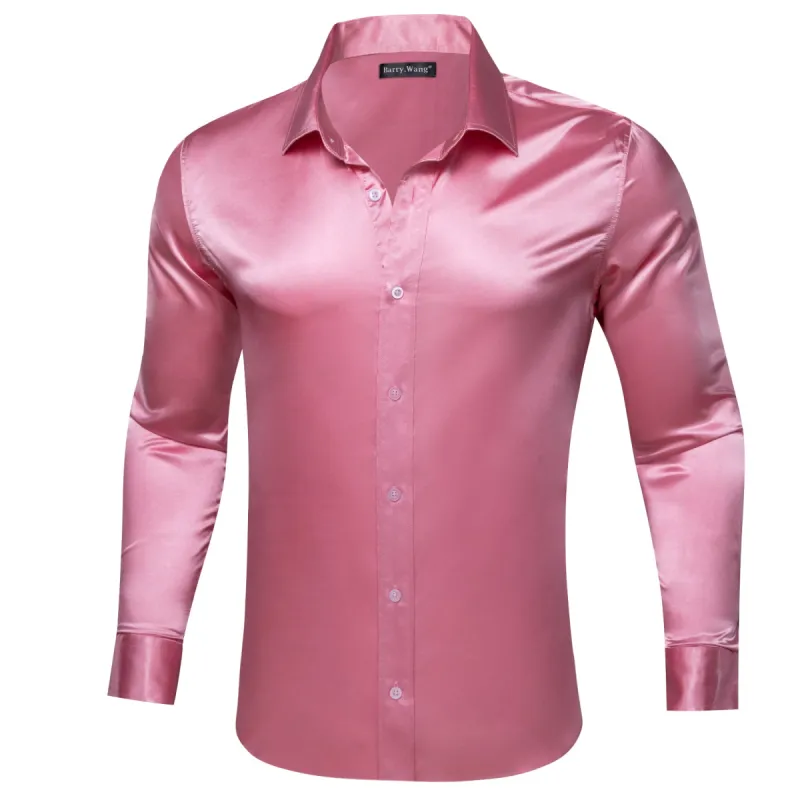 Barry.wang Pale Violet Red Solid Silk Shirt sold by Barrywang