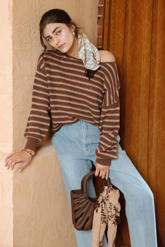 Brown Striped Sweater sold by Pinkblush