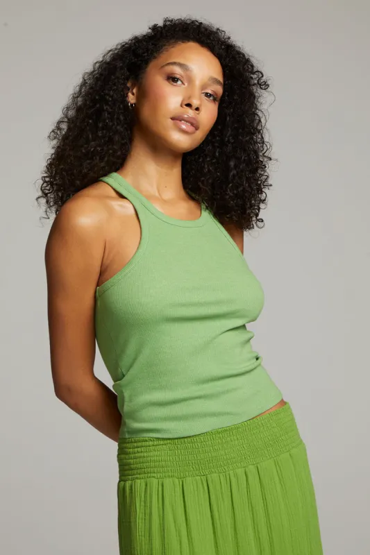 August Piquant Green Tank Top sold by Chaser
